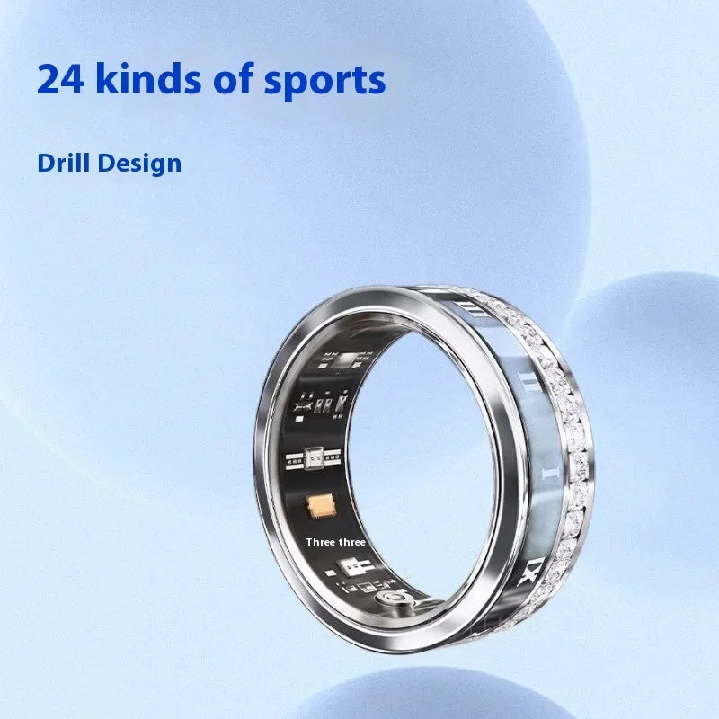 Bague intelligente Bluetooth en diamant pour hommes et femmes, bijoux de mariage, acier titane étanche, avec moniteur de fréquence cardiaque et de sommeil