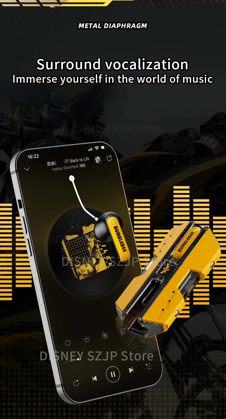 Écouteurs sans fil Bluetooth 5.3 Transformers TF-T01 Casque HIFI Bumblebee Casque de jeu à faible latence Longue durée de veille