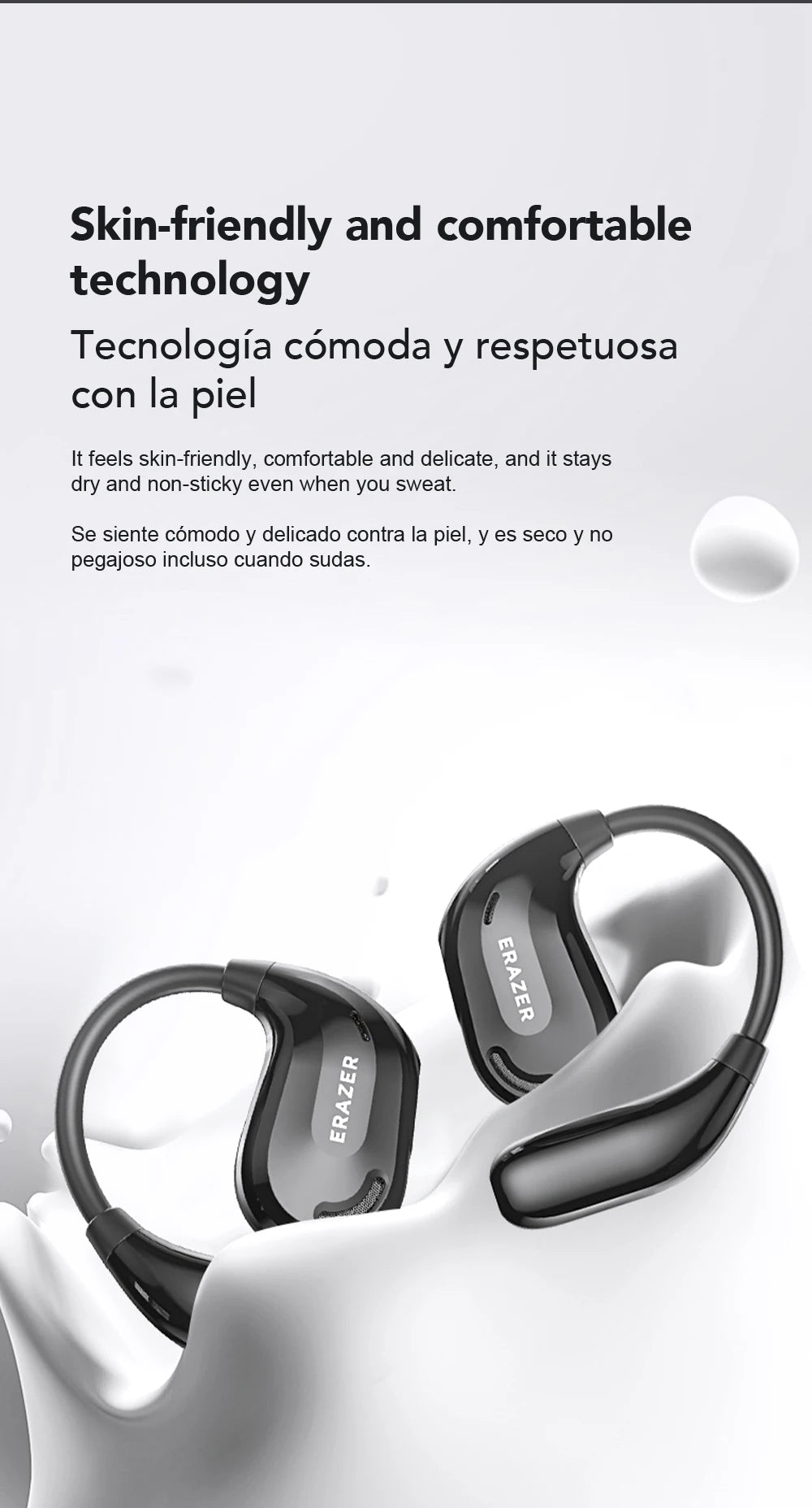 Écouteurs Bluetooth ERAZER XT66PRO Casques ASMR DIY APP Écouteurs traducteur AI Casque sans fil 13 heures d'autonomie Affichage