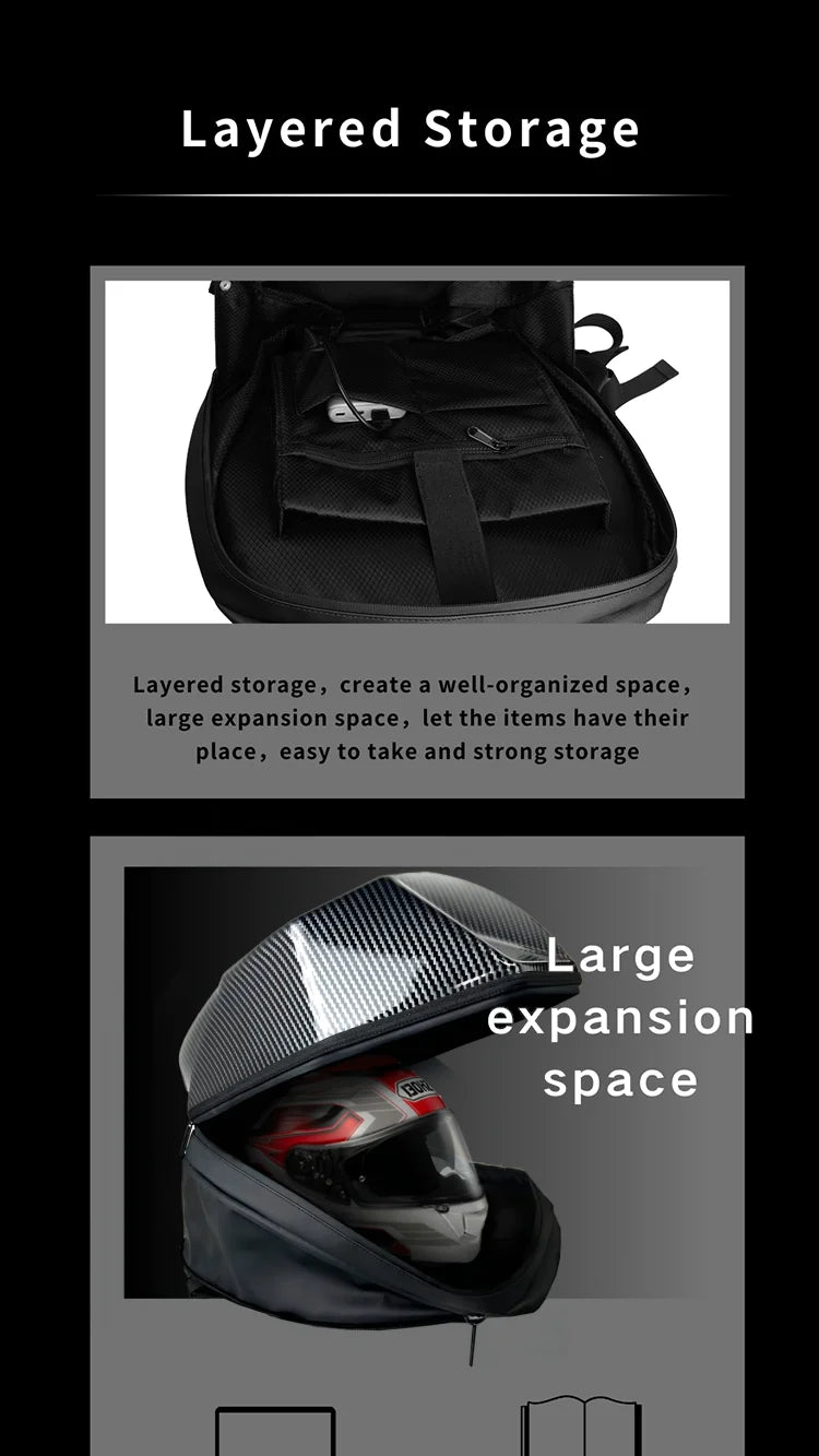 Sac de casque de moto à LED Sac de voyage Personnalité de la rue Yeux d'Iron Man Écran lumineux Roue Bluetooth Sac à dos animé