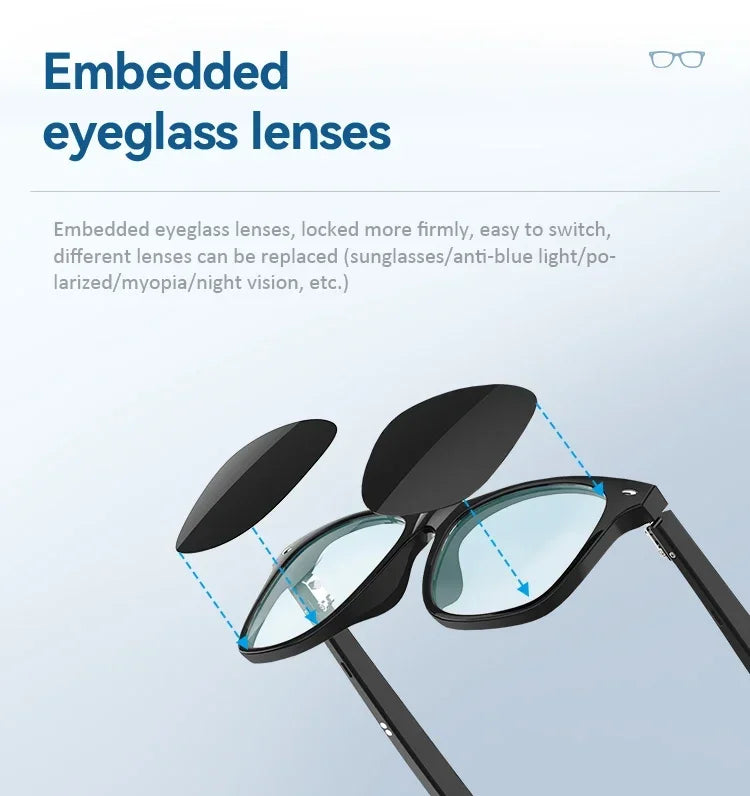 Lunettes Bluetooth intelligentes pour hommes et femmes, écouteurs sans fil, lunettes de soleil multifonctions, lunettes de conduite, conversation, musique, cyclisme, sport polarisé