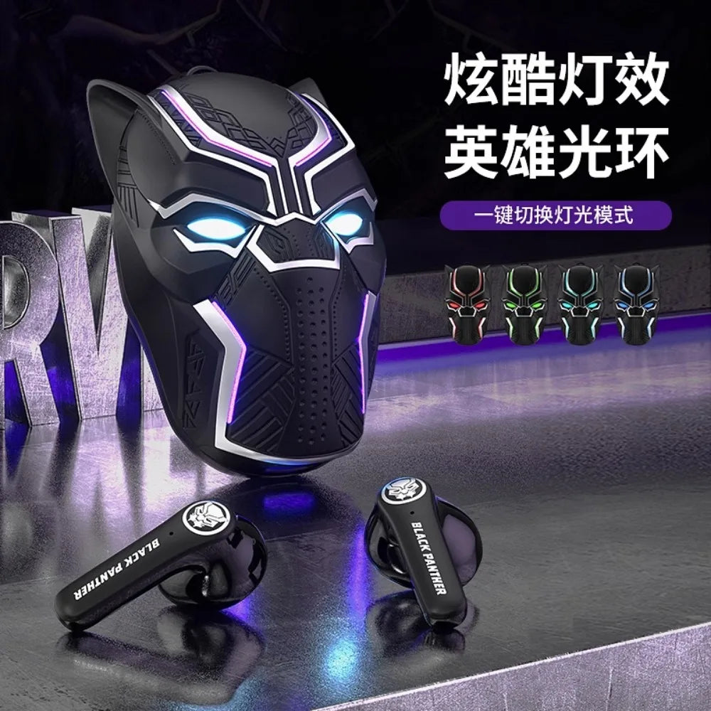 MARVEL Black Panther Paiement conjoint semi-intra-auriculaire BlueTooth Écouteurs sans fil Jeux Gaming Cadeau Garçons Réduction intelligente du bruit