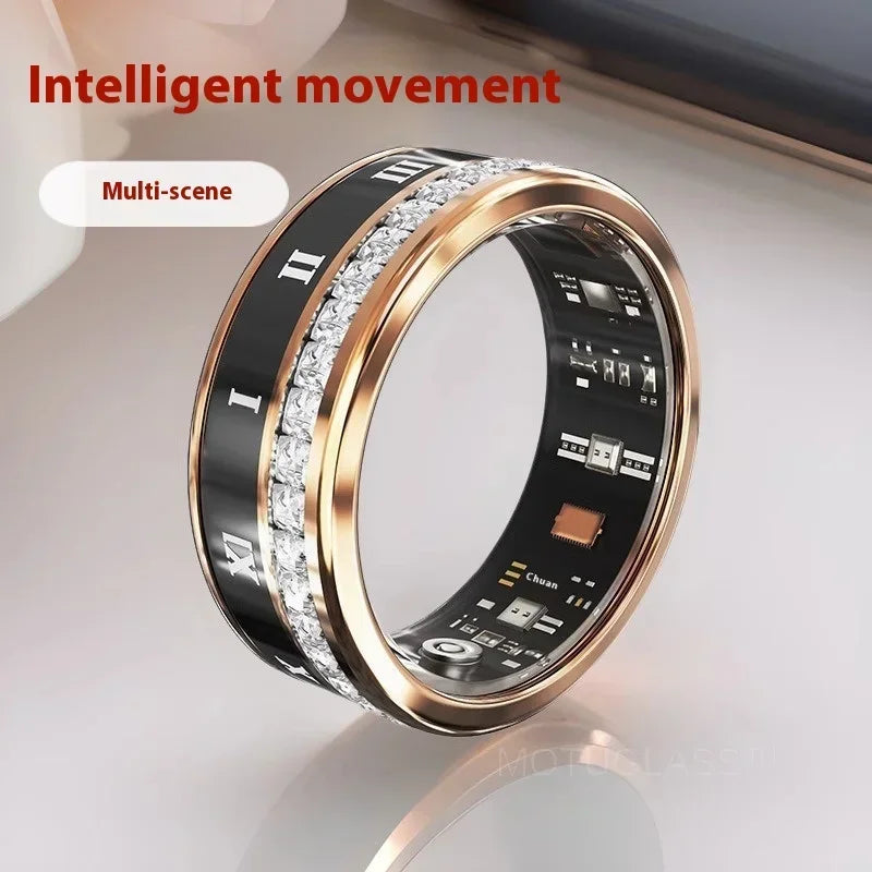 Bague intelligente Bluetooth en diamant pour hommes et femmes, bijoux de mariage, acier titane étanche, avec moniteur de fréquence cardiaque et de sommeil