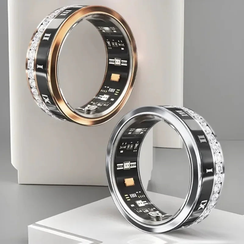 Bague intelligente Bluetooth en diamant pour hommes et femmes, bijoux de mariage, acier titane étanche, avec moniteur de fréquence cardiaque et de sommeil