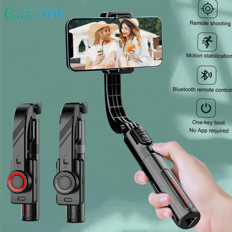 COOL DIER 2025 Nouveau stabilisateur de cardan portatif Bluetooth pour téléphone portable Perche à selfie Trépied réglable pour smartphone Tiktok Live