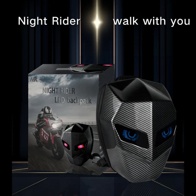 Sac de casque de moto à LED Sac de voyage Personnalité de la rue Yeux d'Iron Man Écran lumineux Roue Bluetooth Sac à dos animé