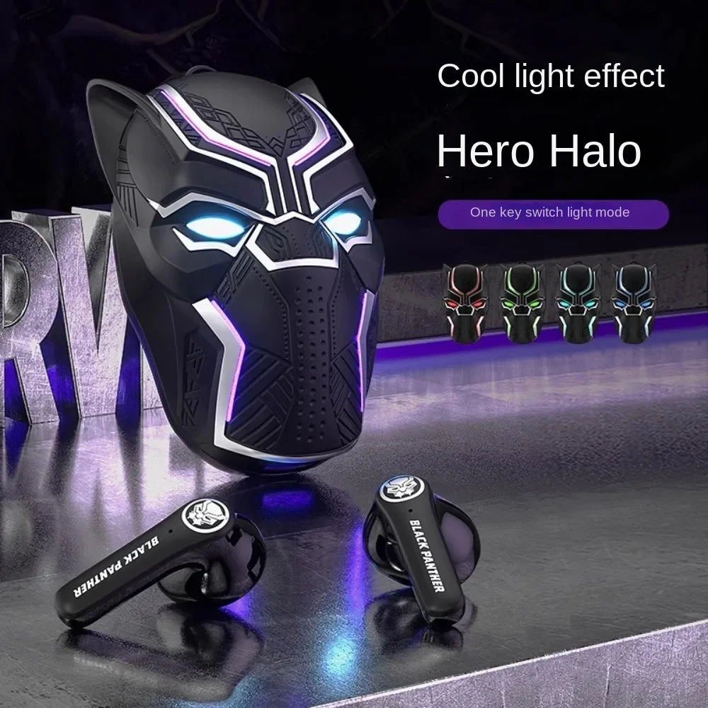 MARVEL Black Panther Paiement conjoint semi-intra-auriculaire BlueTooth Écouteurs sans fil Jeux Gaming Cadeau Garçons Réduction intelligente du bruit