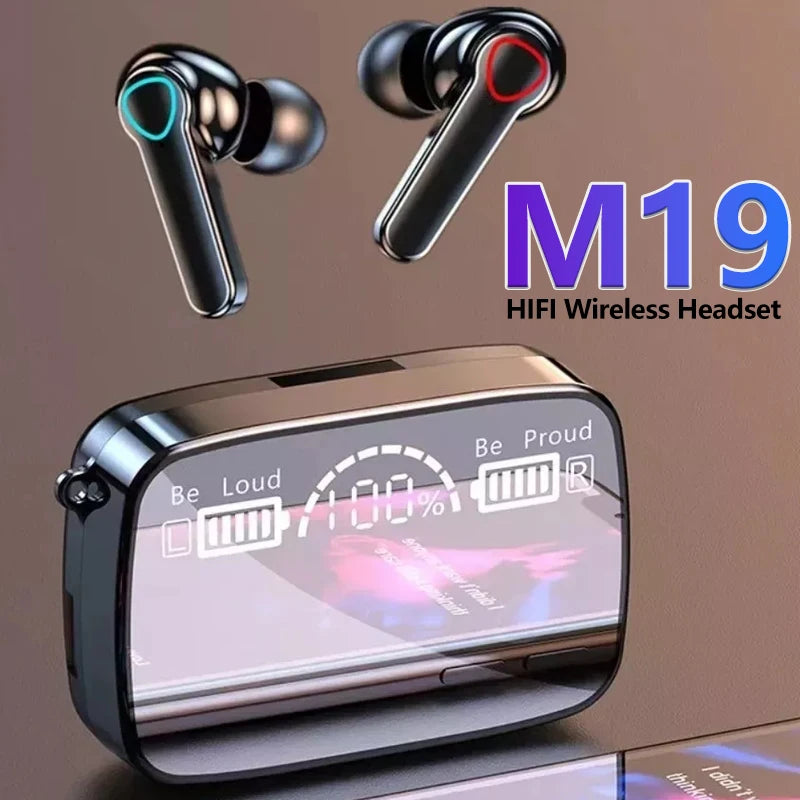 Nouveau casque Bluetooth M19 casque de jeu sans fil antibruit tactile intra-auriculaire mini banque d'alimentation d'urgence casque écouteur