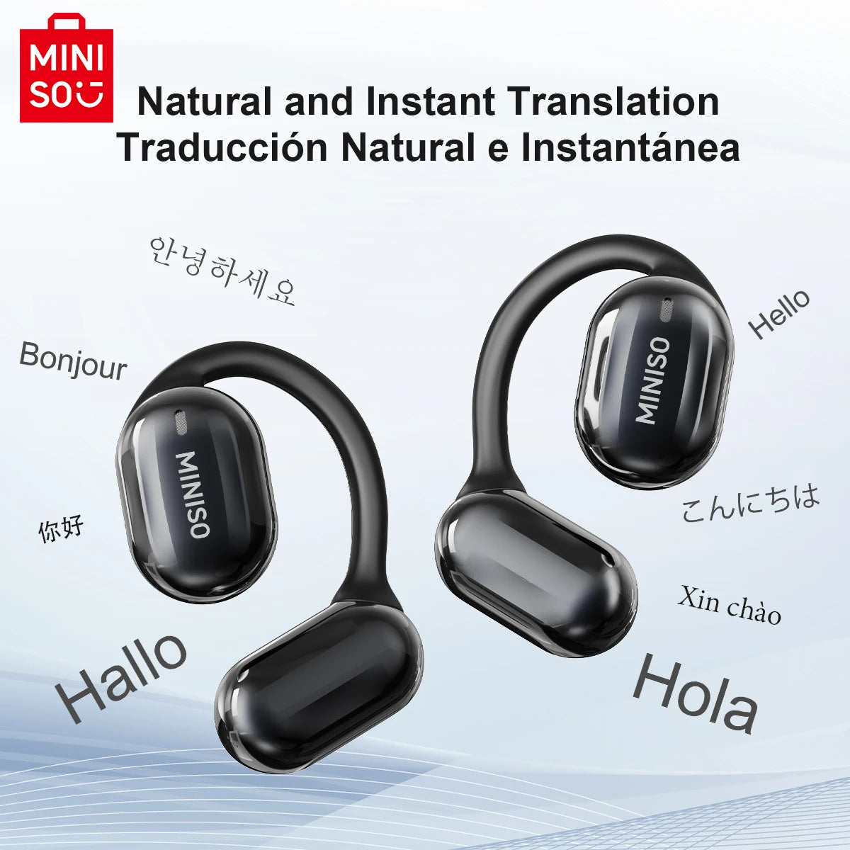 Écouteurs de traduction Bluetooth MINISO MS162 Casque sans fil AI pour voyage au bureau, unité de pilote 16 mm