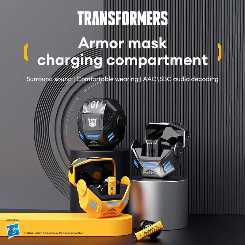 TRANSFORMERS Écouteurs sans fil Bluetooth 5.4 Son HiFi Casque d'appel HD Casque étanche longue endurance à faible latence