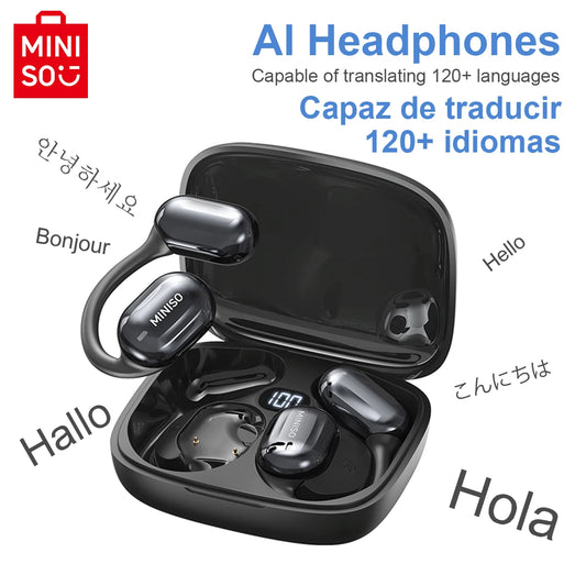 MINISO MS162 Écouteurs Bluetooth AI – Traducteur Instantané, Sans Fil, Bureau & Voyage, Unité de 16mm